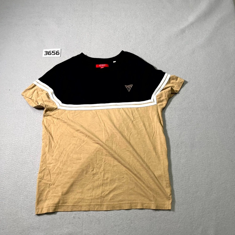 Guess Los Angeles T Shirt Mens Small Black Beige Logo Short Sleeve Pullover